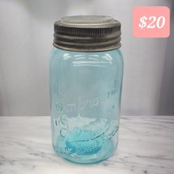 Antique Blue Mason Jar "Improved Gem" 