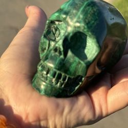 Natural Malachite Carved Skull, Quartz Crystal Skull, Malachite Skull Carving, Crystal Skull,Crystal Healing,Home Decor