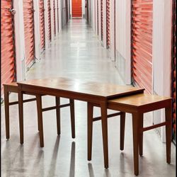 Mid century modern teak nesting coffee table