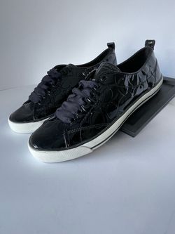 Coach patent leather black sneakers