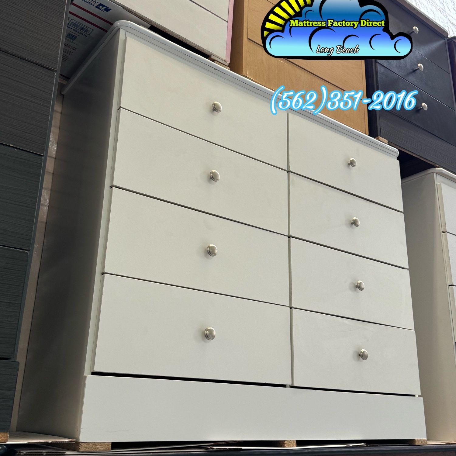 New Eight Drawer With Metal Gliders White Dresser Cajonera Assembled 