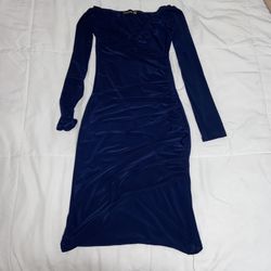 Off The Shoulder Navy Blue Dress