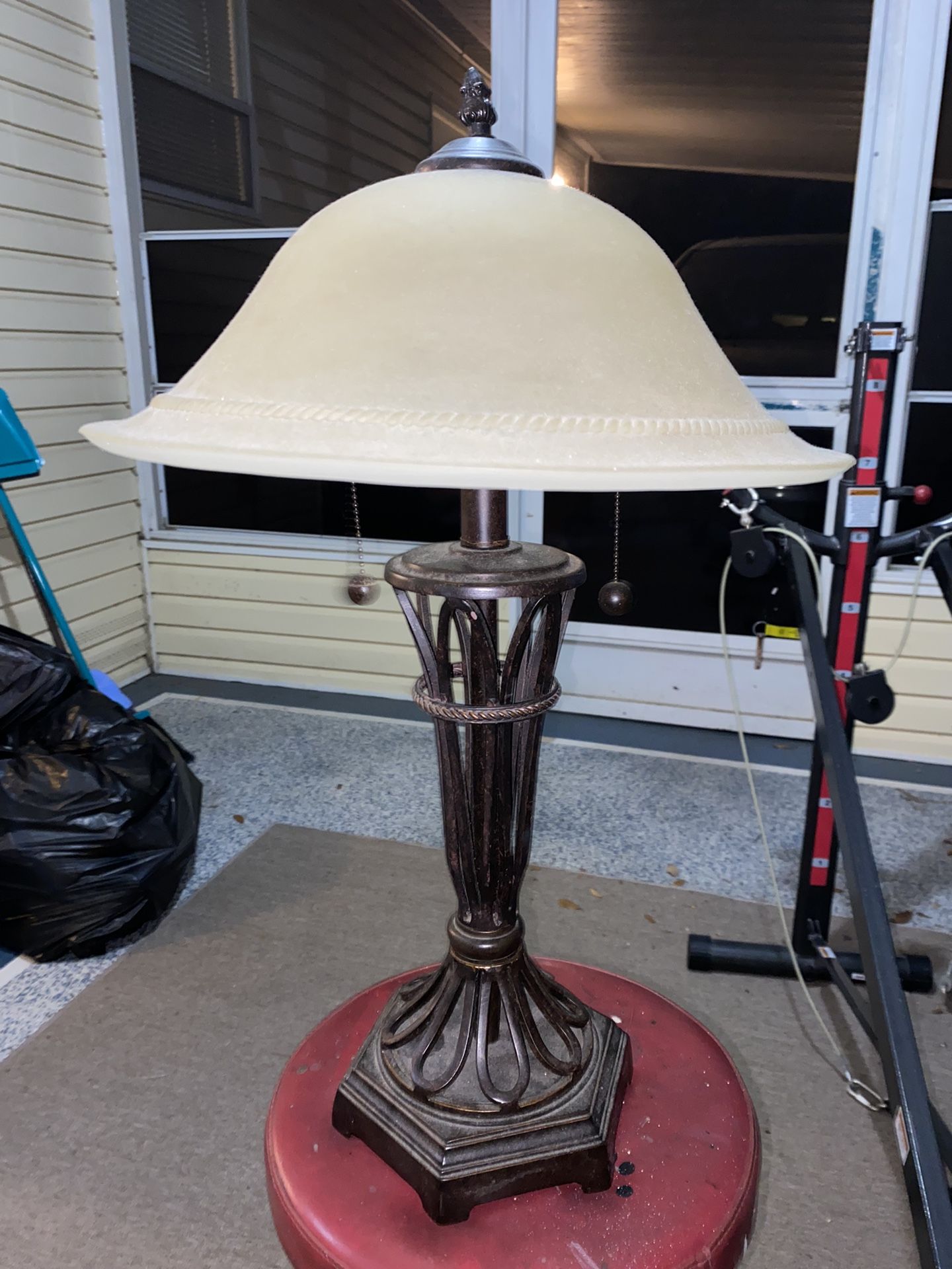 Nice Table Lamp. Heavy Metal And Glass