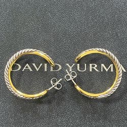 David yurman sterling silver 14k gold cross earrings