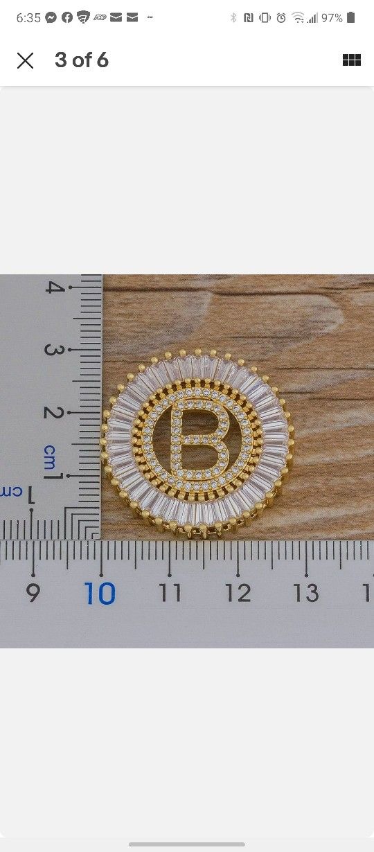 BIGG ICED INITIAL CHARM AND CHAIN