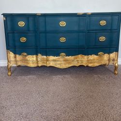 Teal and Gold Dresser