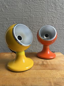 Vintage Mid Century Italian Space Age Luci Magnetic The Ball Desk Lamps Set Of 2