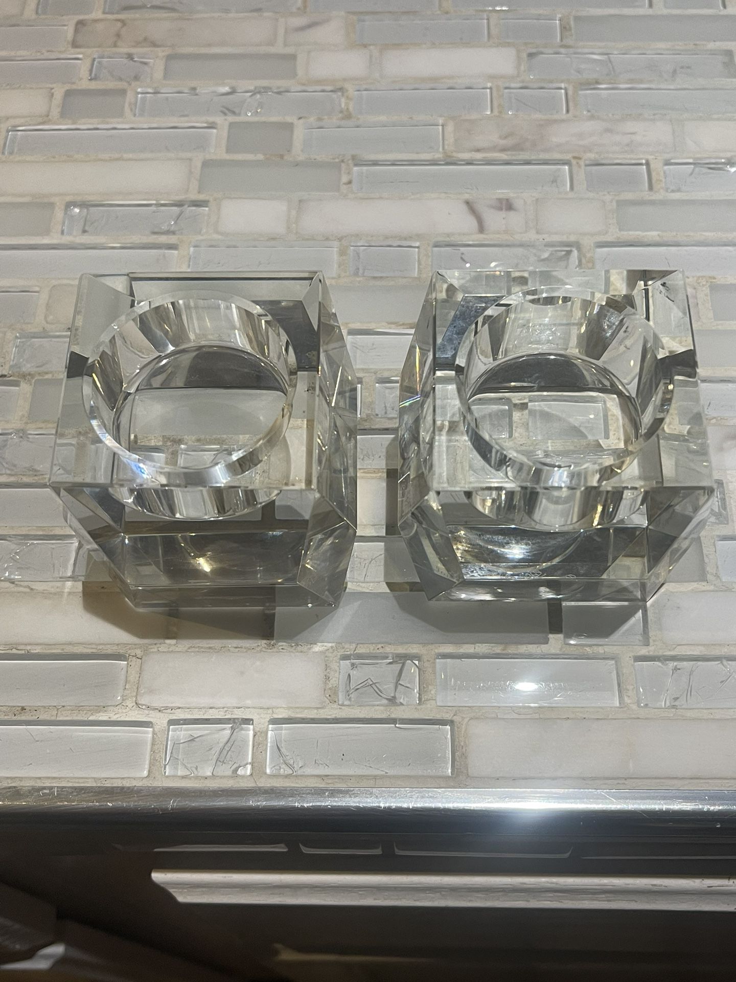 Set Of Two Rosenthal Crystal Votives