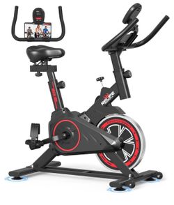 RELIFE REBUILD YOUR LIFE Exercise Bike, Friction Stationary Bike for Home Low Noise Belt Drive Indoor Cycling,Adjustable Brake Pad Resistance,300lbs W