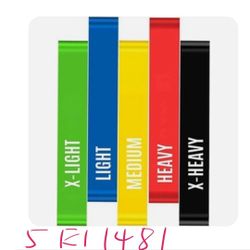 Serenily Latex Resistance Loop Exercise Bands Set of 5