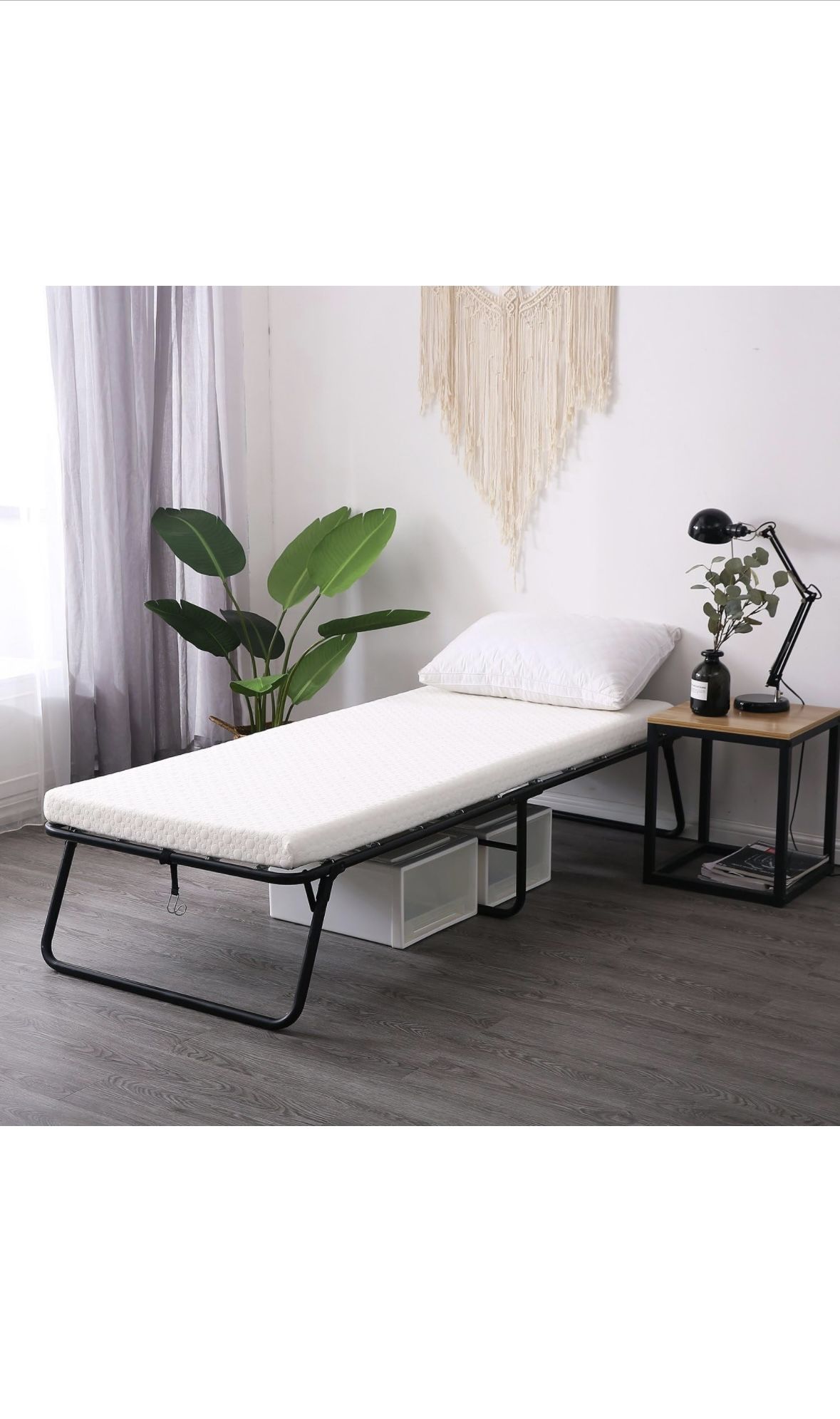 LEISUIT Foldaway Guest Bed Cot Fold Out Bed - Portable Folding Bed Frame with