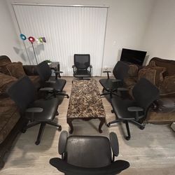 Set of 6 Black Leather Office Chairs – Modern, Comfortable, Swivel