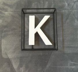 Letter K Decorative Sign with Metal Frame