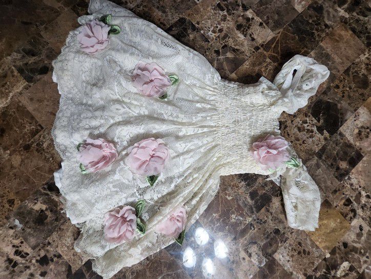 Beautiful White Toddler Dress W/ Flowers Sz 24Mns