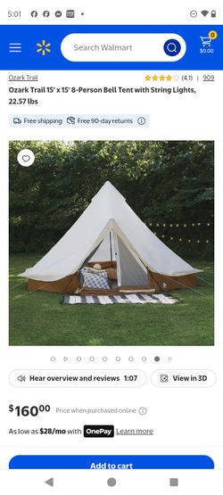 Okark trail 8 person Glamping Tent with LED lights built in & remote