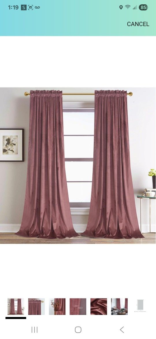 Roslynwood Dusty Rose Velvet Curtains 84 inches Long for Bedroom, Super Soft Room Darkening Thermal Insulated Window Curtains for Living Room/Nursery