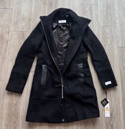 Calvin Klein Womens Coat Size S Black Full Zip Long Jacket New