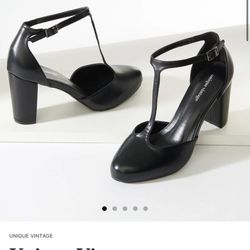Unique Vintage Black Shoes With Heel 