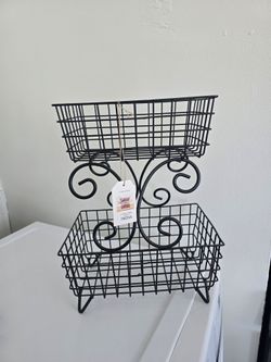 Brand New French Country Tabletop 2 Tier  Fruit Baskets