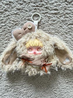 Yomi Warm Winter Caramel Bunny Plush Keychain | Rotatable Eyes