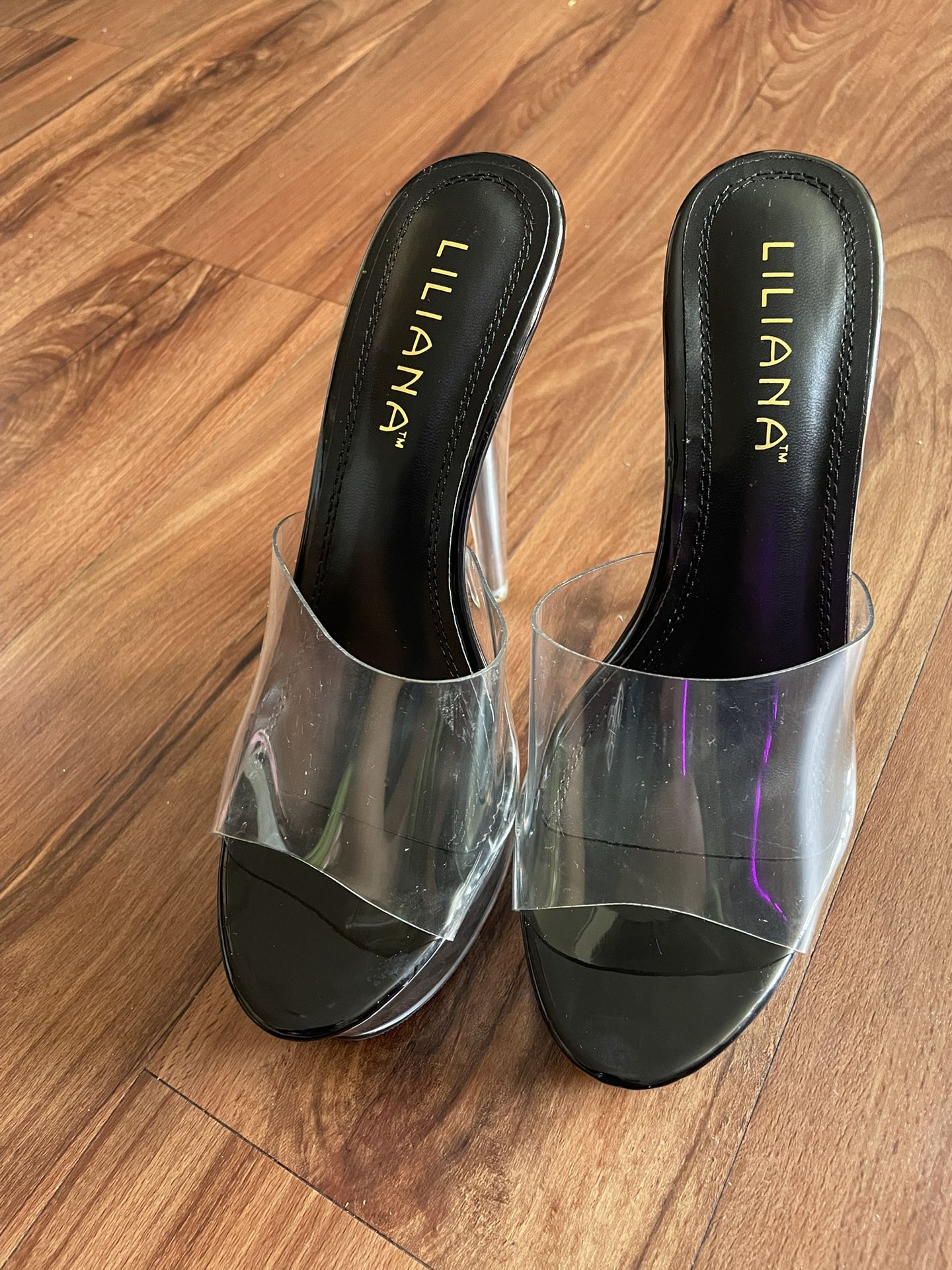 Black And Clear Platform Heels