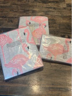 NIB The Company Store Twin Cotton Percale Flamingo Sheet Set