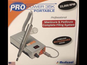 Made In USA professional Nails Nail Drill File E-File Cordless Rechargeable Medicool Pro 35k Manicure Pedicure Nails Art Design Tool retail $419