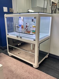 Mirrored Bar Cabinet with LED Lighting