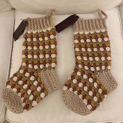 Pair Of Handmade Crochet Christmas Stockings