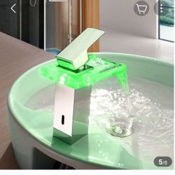 Bathroom Sink Faucet-LED/Waterfall Chrome- New in Box!