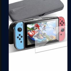  Flip Protective Case for Nintendo Switch with Tempered Plastic Screen Protectors, Slim Anti-Scratch Anti-Slip Protective Case for Nintendo S