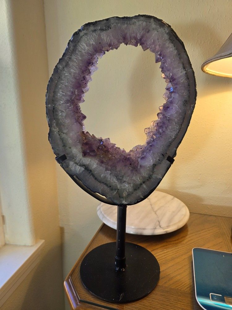 9.9 Lb (4507G) Druzy Amethyst Slab Quartz Crystal With The Stand 