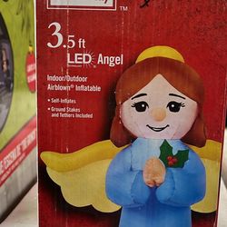 Home Accents 3.5 ft. LED Lights Blue Angel Christmas AirBlown Inflatable Yard