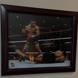 Authentic  Mike Tyson Signed Knockout Photo. Large Framed  21x17-Certified By Beckett. 