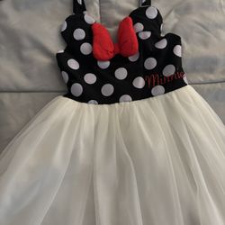 Little Girls Minnie Mouse Polka Dot & Mesh Dress