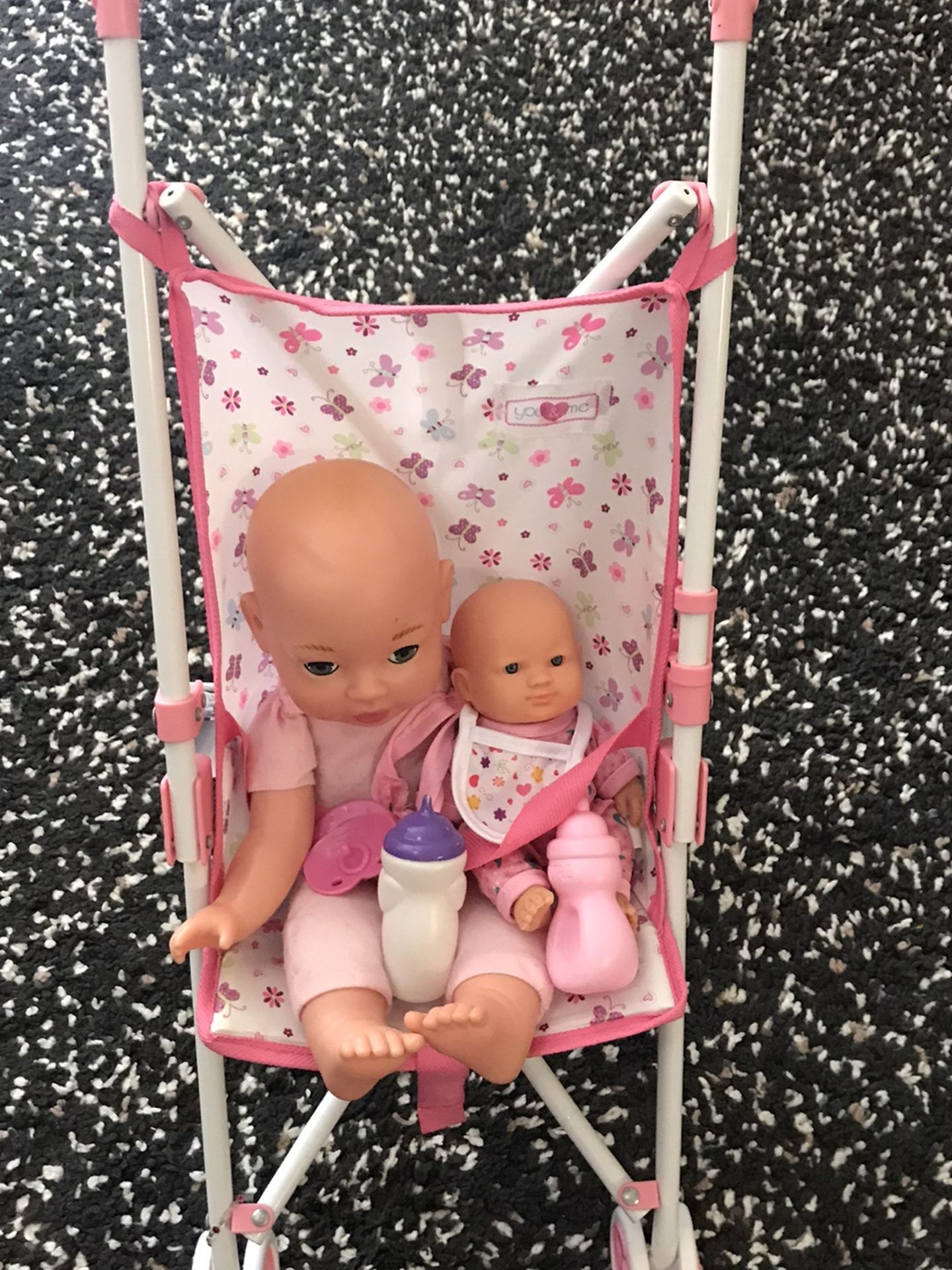 Girl Toys Doll Stroller And 2 Baby Dolls
