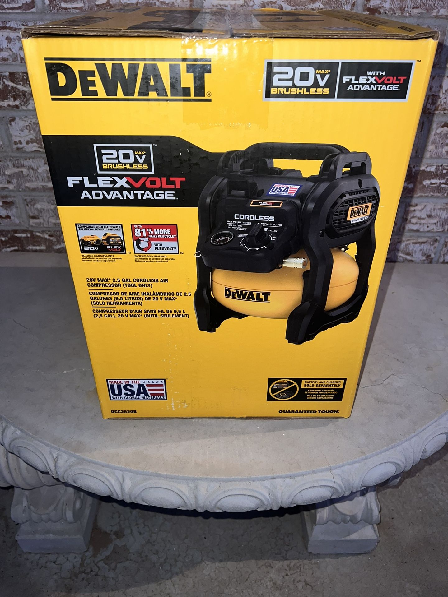 Tool Only All New Dewalt 20volt 2.5 Gallon 140Psi Portable Air Compressor. New Still Sealed In Package Never Open