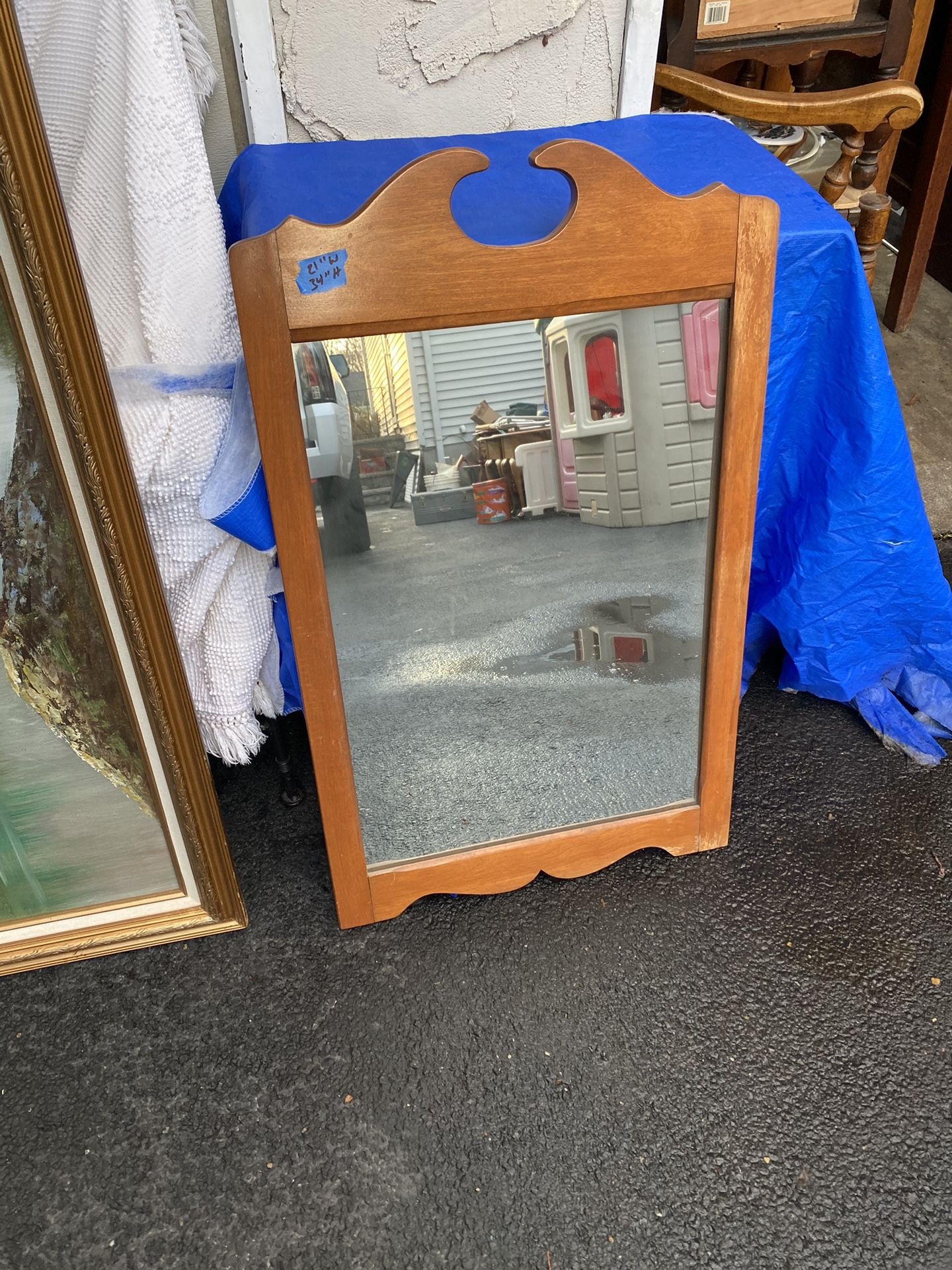 Vintage Wooden Wall Mirror