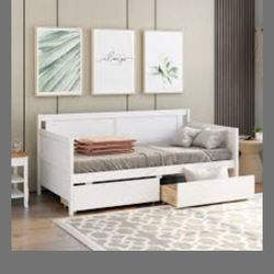 Twin Day Bed W/ 2 Drawers White