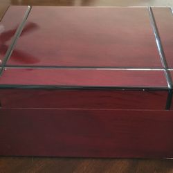 Vintage Solid Wood Cigar Box With Built-in Hydrometer, Like New