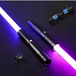 2 in 1 Dueling Lightsaber Alloy Handle, Type-C Rechargeable 3 Modes Light (2 Pack)