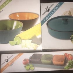 Ceramic Mixing bowls, Tort server, Salsa Set