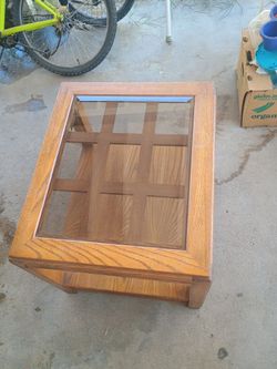 Wooden glass table