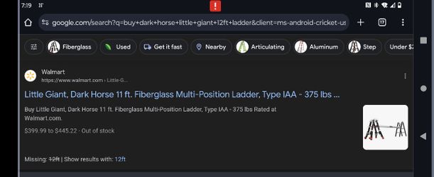 DarkHorse  11 Ft Little Giant Fiberglass LADDER