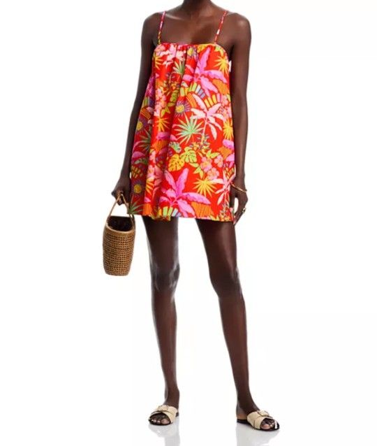 AQUA Wild Floral Poplin Shift Dress