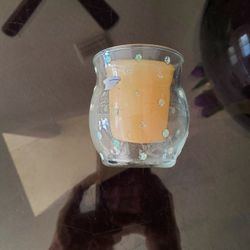 Small Glass Woth Glitter Candle Holder