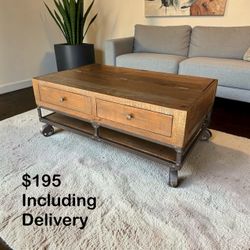 Rustic Lift-Top Wooden Coffee Table w/ Storage & Drawers – Free Delivery 🚚
