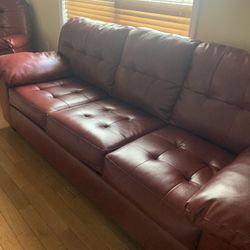 Furniture  Red Couch And Recliner 