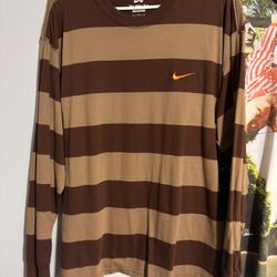 Rare Nike SB Orange Striped Long Sleeve Skate Shirt Mens Large Streetwear Retro