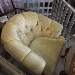Vintage Yellow Accent Swivel Chair